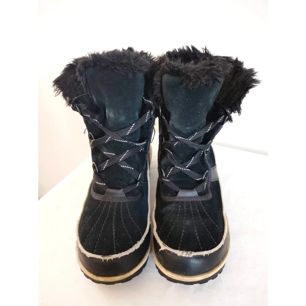 Sorel Women'7.5 Joan of Arctic Black Suede Fur Lined Waterproof Snow Winter Boot